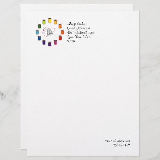 Sewing Thimble, Needle and Threads Briefbogen (Vorne/Hinten)