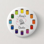 Sewing Thimble, Needle and Threads Button (Vorderseite)