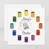 Sewing Thimble, Needle and Threads Einladung (Vorne/Hinten)