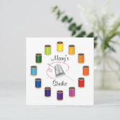 Sewing Thimble, Needle and Threads Einladung (Stehend Vorderseite)