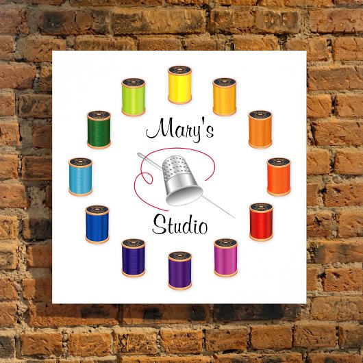 Sewing Thimble, Needle and Threads Poster