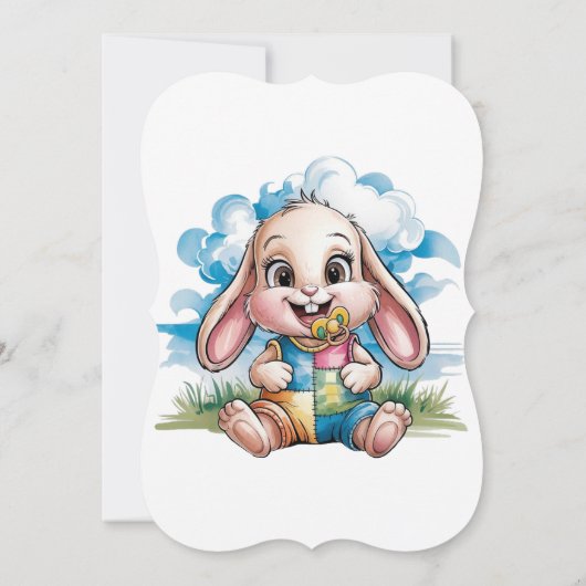 Sewn Patchwork Niedlich Bunny & Schnuller Kinderdu Einladung (Rückseite)
