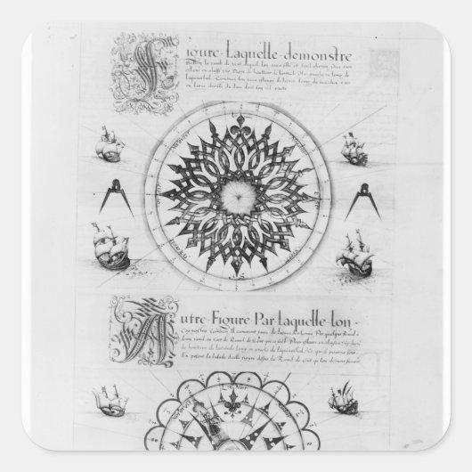 Sextant Quadratischer Aufkleber (Vorderseite)