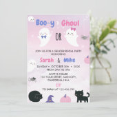 Sexuelle Aufdeckung von Boo y Ghoul Halloween Einladung (Stehend Vorderseite)