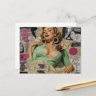 Sexuelle Frau Mixed Media Collage Postkarte