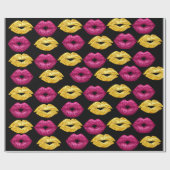 Sexuelles Rosa und goldenes Lippenmuster Geschenkpapier (Flach)