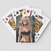 Sexy Anime Girl in Black Bikini Spielkarten (Rückseite)