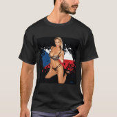 Sexy Bikinimädchen auf Flaggenhintergrund T-Shirt (Vorderseite)