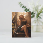 Sexy Blond on the Stairs Postkarte (Stehend Vorderseite)