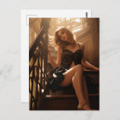 Sexy Blond on the Stairs Postkarte (Vorne/Hinten)