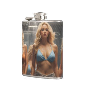 Sexy Blonde Frau in Bikini Flachmann (Links)