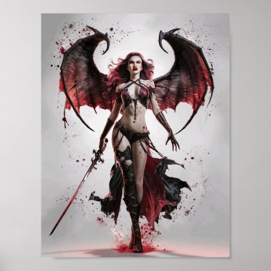 Sexy Bloody Vampire Warrior Stehend Majestisch Poster (Vorne)
