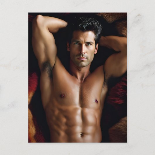 Sexy Brünett Man Postkarte (Vorderseite)