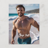 Sexy Brünett Man Postkarte (Vorderseite)