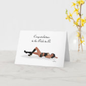 Sexy Brünett Pinup Girl Junggeselinnen-Abschied Ca Karte (Gelbe Blume)