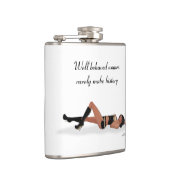 Sexy Brünett Pinup Girl Schlafen Drink Flasche Flachmann (Rechts)