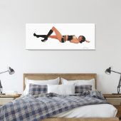 Sexy Brünett Pinup Girl Schlafen Laken Print Leinwanddruck (Insitu (Schlafzimmer))