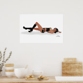 Sexy Brünett Pinup Girl Schlafplakat Poster (Küche)