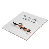 Sexy Brünett Pinup Girl Sleeping Keramik Tile Fliese (Seite)