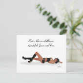 Sexy Brünett Pinup Girl Sleeping Postcard Postkarte (Stehend Vorderseite)