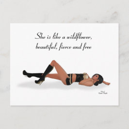 Sexy Brünett Pinup Girl Sleeping Postcard Postkarte