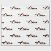 Sexy Brünett Pinup Girl Sleeping Wrapping Paper Geschenkpapier (Flach)