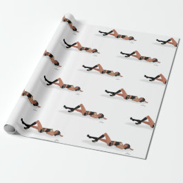 Sexy Brünett Pinup Girl Sleeping Wrapping Paper Geschenkpapier