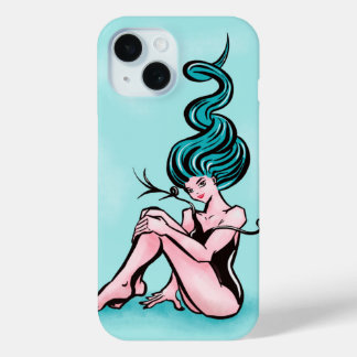Sexy Button-up Girl mit blauem Haar Case-Mate iPhone Hülle