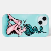 Sexy Button-up Girl mit blauem Haar Case-Mate iPhone Hülle (Rückseite (Horizontal))