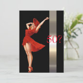 Sexy Button Up, Lady in Red, Einladung zum Geburts (Stehend Vorderseite)