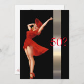 Sexy Button Up, Lady in Red, Einladung zum Geburts (Vorne/Hinten)