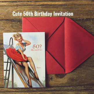 Sexy Button Up on Slide 50. Geburtstagsparty Einladung