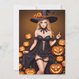 Sexy Costume Halloween Hexenkarte Einladung