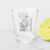 Sexy Cowboy Black and White Charcoal Sketch Schnapsglas (Rückseite)