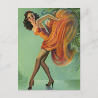 Sexy Dancer Vintag Button Up Girl Postcard Postkarte