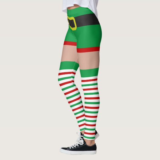 Sexy Elf Red Green Striped Strumpfs Neuartiger Spa Leggings (Links)