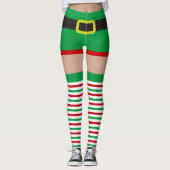Sexy Elf Red Green Striped Strumpfs Neuartiger Spa Leggings (Vorderseite)