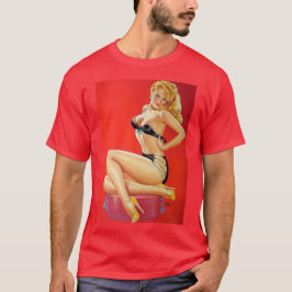 Sexy Frau in der schwarzen Wäsche T-Shirt