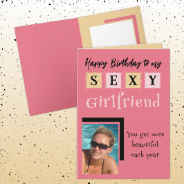 Sexy Freundin füge Foto Pink PfirsichGeburtstag hi Karte