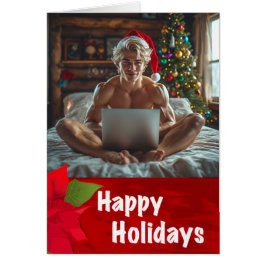 Sexy Gay Computer "Gigachad" Happy Holidays Card