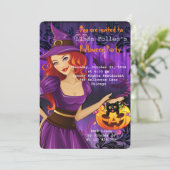 Sexy Halloween Hexe Einladung (Stehend Vorderseite)