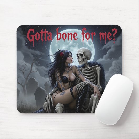 Sexy Halloween Mousepad- "Got a Bone for Me ?" Mousepad (Mit Mouse)