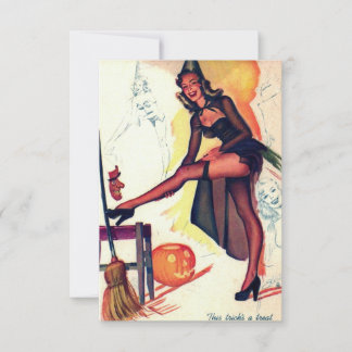 Sexy Hexe Vintage Halloween-Antwortkarte RSVP Karte