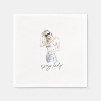 Sexy Lady Slogan mit Fashion Girl Serviette
