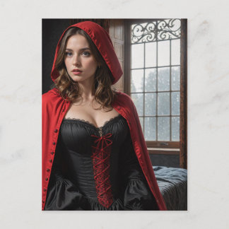 Sexy Lingerie Black und Red Blond Postkarte