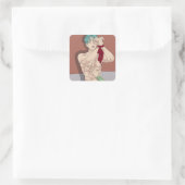 sexy man quadratischer aufkleber (Tasche)