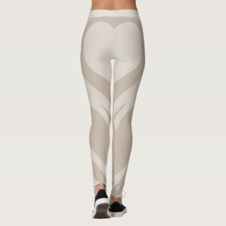 Sexy Monochrome Beige Herz Hintern Workout Leggings