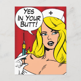 Sexy Nurse mit Nadel, Ja in Ihrem Hintern Postkarte