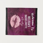 Sexy Pink Glitzer Lips Glamour Bachelorette Wandteppich (Vorderseite (Horizontal))