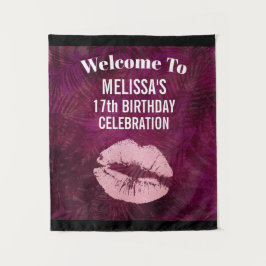 Sexy Pink Glitzer Lips Glamour Geburtstag Wandteppich
